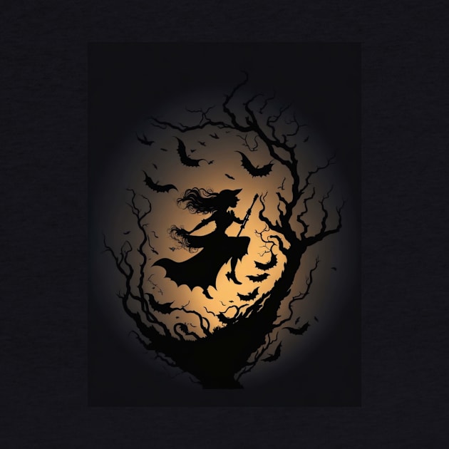 halloween witch silhouette by likbatonboot